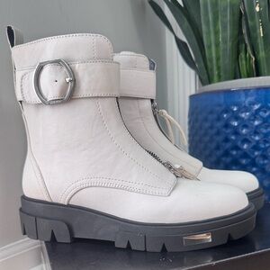 NEW DKNY Women's White Combat Boots